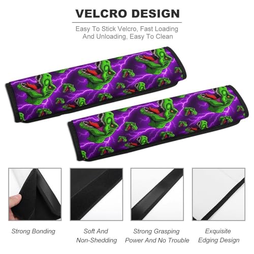 2 Pack Universal Fit Seat Belt Cover for Child, Stroller Pushchair High Chair, T Rex Jurassic Dinosaurs Automotive Seat Belt Protector, Pressure Relief - color: Pattern 1214