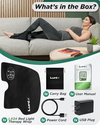 Lunix LX24 Red Light Therapy for Feet, Near Infrared Therapy for Circulation & Joint Support, Portable, Rechargeable, Adjustable Intensity, Black - size: Foot