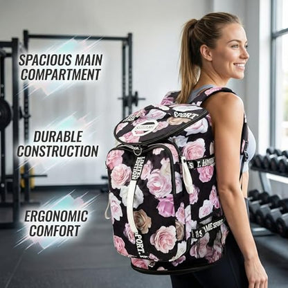 Gym Duffle Bag Backpack with Shoe Compartment,4 ways Travel Backpack for Women and Men,Multi-Functional Weekender bag with Waterproof Layer&Laptop Compartment for Fitness, Travel,Camping - color: Red