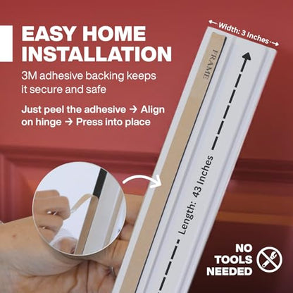 Fingersafe Home Door Finger Guard Protector for Kids Finger Safety, 43” uPVC Pull Side Easy 3M Stick-On Safety Hinge Cover, Made in USA Door Pinch Protector for Baby - Finger Pinch Door Guard for Kids - style: HOME-PULL-SIDE