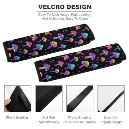 2 Pack Universal Soft and Comfortable Car Seat Belt Pad for Girls and Boys, Stroller Pushchair High Chair, Mushrooms Magic Rainbow Shoulder Protector - color: Pattern 1273
