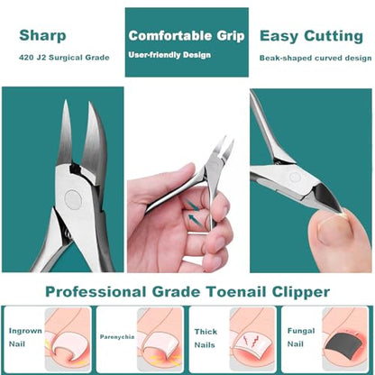 Pedicure Tools for Feet,Ingrown Toenail Treatment,Ingrown Toenail Removal Kit,Pedicure Set,Toenail Grooming Kit,Top Notch Foot Blade, Super Sharp Toenail Clippers(8 Pcs Leather Case) - color: 8 Pcs Set