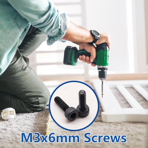 285PCS M3 x 6mm Screws with Nuts and Washers, Hex Socket Head Cap Screws 12.9 Grade Alloy Steel M3 Bolts with Hex Wrench - size: M3 x 6mm, style: Socket Head