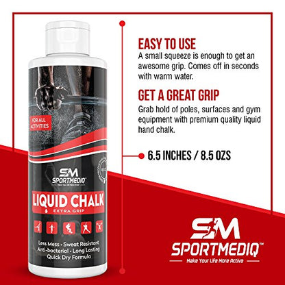 Pro Grade Liquid Chalk – Mess Free Professional Hand Grip for Gym, Weightlifting, Rock Climbing, Gymnastics, Rock Climbing - Dries in Seconds - 8.5 Oz