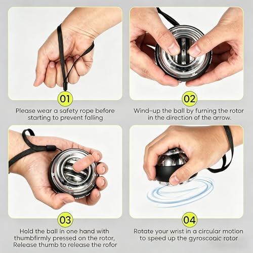 Torque Ball Hand Exerciser with Counter，Wrist Rehabilitation Exerciser，Forearm & Grip Strength Trainer Power Gyro Balls with LED Lights