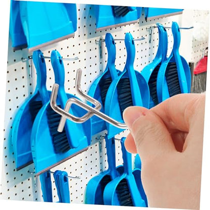 PRETYZOOM 50Pcs Heavy Duty Carbon Steel Pegboard Hooks Silver Pegboard Accessories for Garage and Workshop Organization for Tool Display and Storage