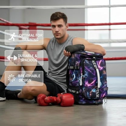 Gym Duffle Bag Backpack with Shoe Compartment,4 ways Travel Backpack for Women and Men,Multi-Functional Weekender bag with Waterproof Layer&Laptop Compartment for Fitness, Travel,Camping - color: Metallic