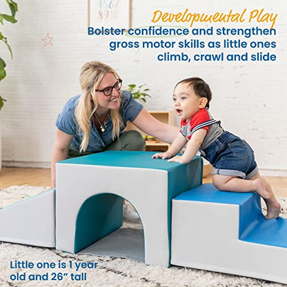 ECR4Kids SoftZone Single Tunnel Climber, Toddler Playset, Contemporary, 3-Piece - color: Contemporary