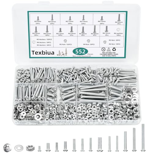 552 Pcs Metric Screws Nuts and Bolts Assortment Kit, M3 M4 M5 M6 Set Screws | 13 Sizes Machine Screws with Flat Washers for Machinery, Furniture, Automotive & DIY Repairs