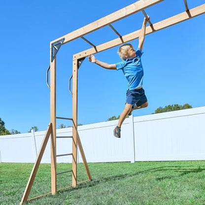 Backyard Discovery Dover Bay Spruce Wood Swing Set with Wave Slide, Clubhouse, Monkey Bars, Rock Wall, Belt Swings, Step Ladder, Toy Telescope, Chalkboard, Outdoor Playset - color: Grey Slide, style: Spruce