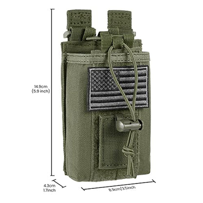 FRTKK Tactical Radio Holder Radio Holster Molle Radio Pouch Universal Radio Case Military Heavy Duty Radio Bag for Police Firefighter Two Ways Walkie Talkies Vest (Army green) - color: Army green