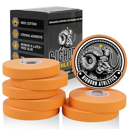 Bighorn Athletics Finger Tape 0.5-Inch x 45-Feet, 8 Rolls, Orange | For Jiu Jitsu, Rock Climbing, Volleyball, Football, Hands, Toes, Sports & Injuries | Residue-Free - color: Orange, size: 0.5-Inch
