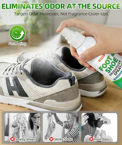 Shoe Deodorizer Spray, 5 fl. oz (2 Pack) Foot & Shoe Odor Eliminator | Powerful, Fast-Acting, Long-Lasting Foot Spray for Smelly Feet, Shoe Freshener Spray for Shoes, Gym Bags, Helmets - size: 10 Fl Oz (Pack of 1)