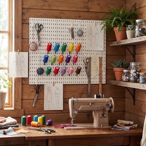 Geelin 20 Pcs Black Pegboard 45° Spool Hooks Compatible with IKEA Skadis Pegboard Accessories Display Hook Organizer for Craft Embroidery Sewing Thread Tape Paper Rolls - color: Black