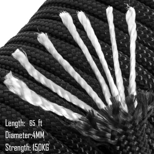 TooTaci 25MM Pulley System, 2 Pcs M25 304 Stainless Steel Pulleys Block | 66ft Nylon Rope & Spring Snap Hook, Single Pulley Wheel for Indoor Outdoor Lifting Project - size: 4MMrope