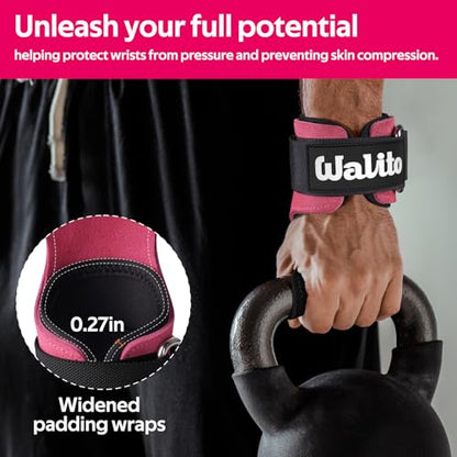 Weight Lifting Wrist Strap，Double Layer Leather Wrist Wraps with Neoprene Padding for Weightlifting & Deadlifts – Adjustable Gym Straps for Men & Women - color: Brown