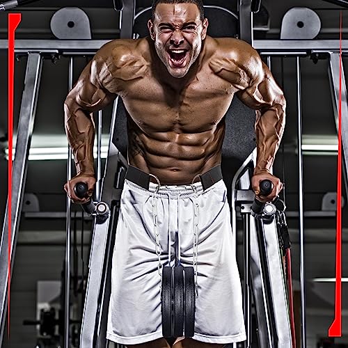 Fitness Dip Belt with Chain for Weight lifting, Dipping Pull Up Belt, Dip Belt Leather Attachment, Powerlifting, and Bodybuilding Workouts Belts, Comfortable Waist Support for Men & Women