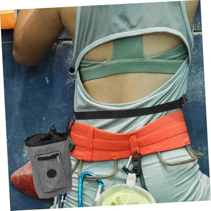Toyvian Gray Oxford Cloth Climbing Chalk Bag with Antislip Grip Enhancer Multiple Pockets and Brush Holder for Rock Climbing Bouldering Gym Use Outdoor Training Pouch