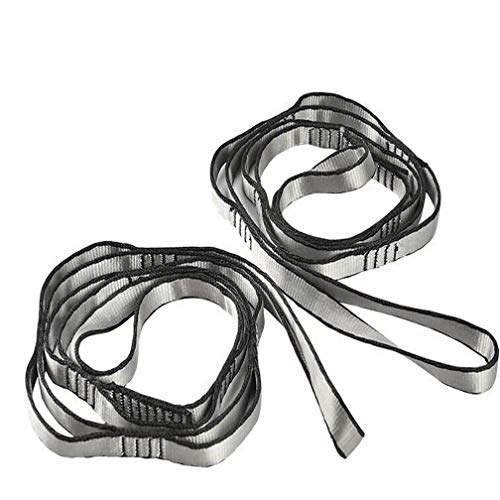 2pcs Nylon Daisy Chain 6 Loop Adjustable Multipurpose Strap Rope 25kN Strong Climbing Straps 43 Inches for Yoga Swing Yoga Hammock Trapeze Ceiling Anchors Daisy Chains - color: Gray