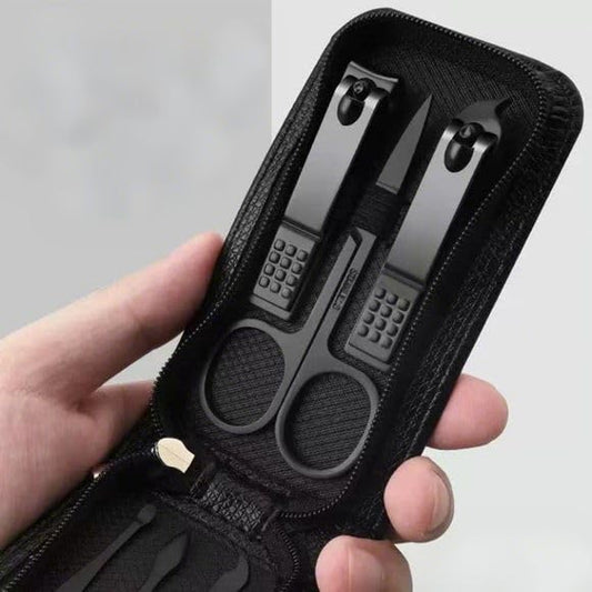 6pcs Household Nail Care Set - Portable Ear Pick Spoon Nail Clipper Set - Stainless Steel - for Men & Women - Suitable for Travel & Home Use for Family & Friends,Black - color: Black