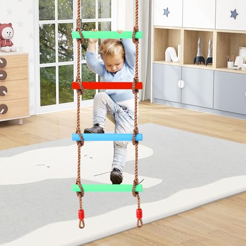 RedSwing Rope Ladder and Disc Swing Seat Combo for Kids, Climbing Ladder for Swing Set, Hanging Rope Ladder with Strap and Snap Hook, Great for Play Set, Outdoor, Tree House, Playground | Climbing Ladder for Swing Set, Hanging Rope Ladder with Strap and S