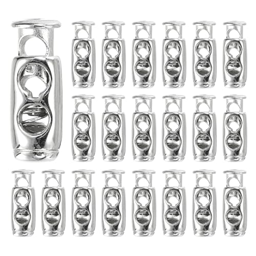 PATIKIL Plastic Spring Cord Lock, Ellipse Elastic Toggle Stop Slider Clamp Adjuster Fastener for Drawstring Shoelaces - color: White