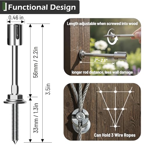 Wire Trellis Kit, 20-Set 5/64” Crosshead with Cutter & 98ft Cable | T316 Marine Grade Stainless Steel, Wall-Mounted Cable Trellis for Climbing Plants Outdoor, Garden Fence Espalier System - size: 20 Sets