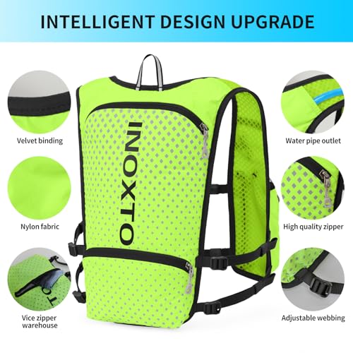INOXTO Running Hydration Vest Backpack,Lightweight Insulated Pack with 1.5L Water Bladder Bag Daypack for Trail Hiking Running Cycling Race Marathon for Women Men - color: Green