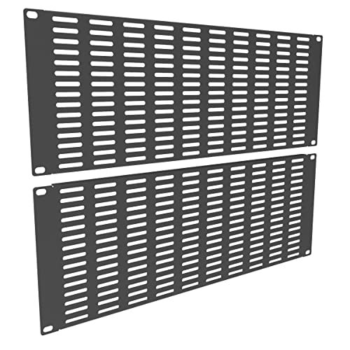 2 Pack of 4U Vented Blank Panel - Metal Rack Mount Filler Panel | for 19in Server Rack Cabinet or Enclosure, Black (4U) - size: 4U