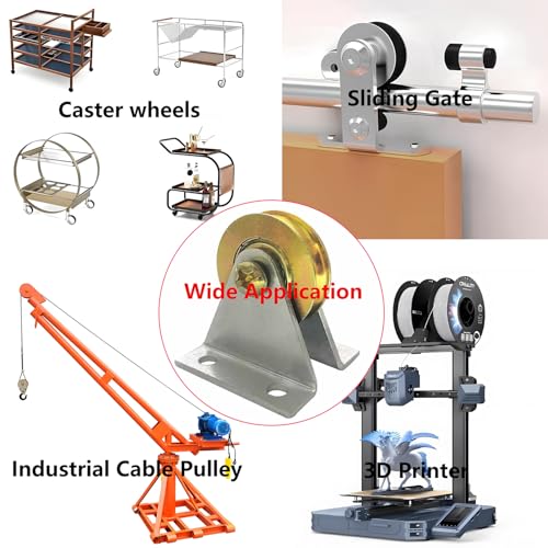 1.5" Bearing Wheel Small Wire Rope Pulley Block Bearings Bearing Wire Rope Guide Wheel for Lifting with Bracket, 200LB (Bracket/L)