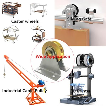 1.5" Bearing Wheel Small Wire Rope Pulley Block Bearings Bearing Wire Rope Guide Wheel for Lifting with Bracket, 200LB (Bracket/L)