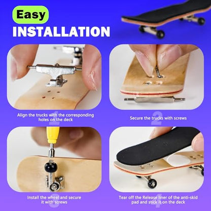 Mini Finger Skateboard – Professional-Style Handboard, 5-Layer Maple Wood, Bearing Wheels & Alloy Trucks, Soft Grip for Teens & Adults | Durable Fingerboard Trick Trainer (10x3x2cm)