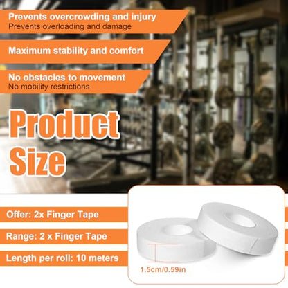 0.6'' x 32.8 feet Athletic Tape for Fingers Toes Hands 2 Rolls Finger Tape Sweat-Proof Sports Cotton Tapes for Rock Climbing Volleyball Tapes Football (White) - color: White
