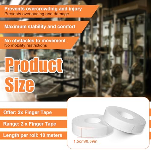 0.6'' x 32.8 feet Athletic Tape for Fingers Toes Hands 2 Rolls Finger Tape Sweat-Proof Sports Cotton Tapes for Rock Climbing Volleyball Tapes Football (White) - color: White