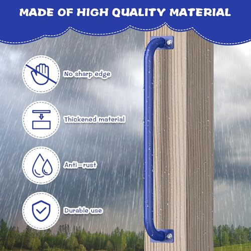 SELEWARE 42" Blue Playground Ladder Handle Metal Playset Handles Grab Bars | 500LB 2Pcs Heavy Duty Steel Kids Playground Handles for Indoor/Outdoor Ladder Handrail Swing Set Treehouse Rock Climbing Wall - color: D: 42"-2 Pcs-blue