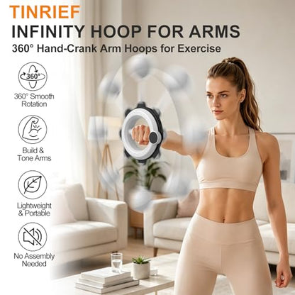 Infinity Hoop for Arms 360° Hand-Crank Arm Hoops for Exercise,Forearm, Chest, Shoulder and Arm Muscle Training Fitness Equipment, Flabby Arm Exerciser for Home & Gym Workouts for Men and Women
