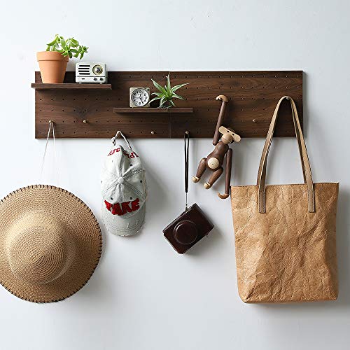 Wooden Pegboard Modular Display Organization Storage Wall Hooks Shelf 15.2in x 7.6in 2-Pack (Color:Walnut) - color: walnut colored finish-A-2