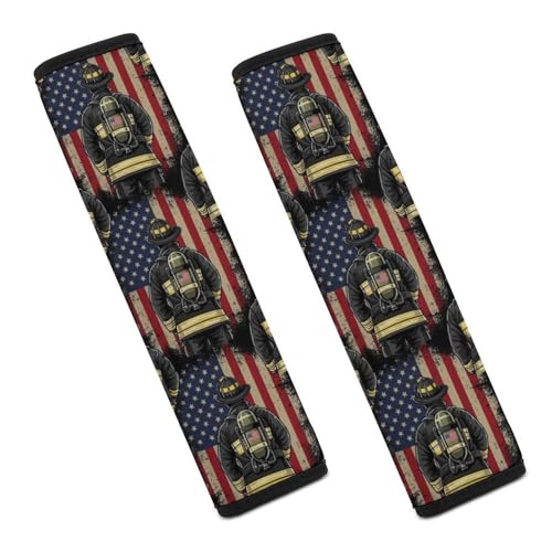 Universal Soft and Comfortable Firefighter American Flag Patriotic Seat Belt Shoulder Pad for Girls and Boys, Most Cars, 2 Pack Seat Belt Covers Cushion Shock Absorption - color: Pattern 1188