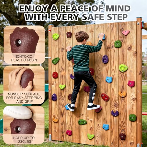 36PCS Rock Climbing Holds for Kids, Rock Wall Climbing Holds with Hardware - Climbing Rocks for Indoor Outdoor Playground Climbing Wall