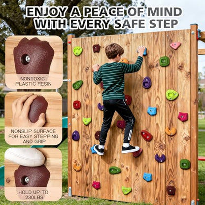 36PCS Rock Climbing Holds for Kids, Rock Wall Climbing Holds with Hardware - Climbing Rocks for Indoor Outdoor Playground Climbing Wall