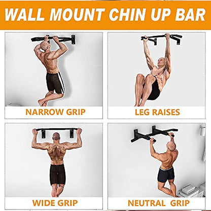 Wall Mounted Pull Up Bar for Indoor Workout,Multifunctional Chin Up Bar Fitness Bar with 3 Holding Positions,Space Saving