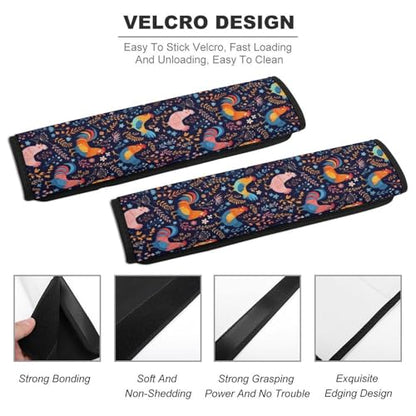 1 Pair Universal Soft and Comfortable Seat Belt Shoulder Pad for Adult Use, Stroller Pushchair High Chair, Chicken Floralpattern Neck Strap Covers, Anti-Slip Pad - color: Pattern 1204