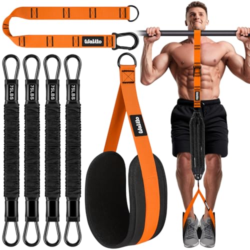 Pull Up Assistance Bands Set, Heavy Duty Adjustable Pull Up Assist Band with Feet Rest, Strength Training Bands for Home Gym Fitness, Pull-Up Bar, Calisthenics and Body Stretching - color: Orange