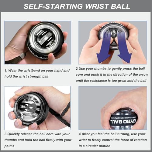 2026 New Curaball Torque Ball, Curaball Hand Exerciser, Gyro Ball with LED Lights and Portable Case, Hand Gripper Strengthener, Grip Strength Trainer for Strengthen Arms,Bones and Muscles