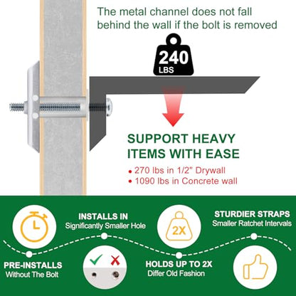 Drywall Anchor with Included Bolts for 1/4-20 Fastener Size, Wall Anchors Drywall Heavy Duty for TV Mounting, Hollow-Wall Anchors Screws Kit Holds Up to 270 Pounds Each in 1/2-in Drywall-100 Pack - size: 1/4"-20：Pack of 100