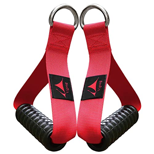 Heavy Duty Gym Workout Handles Attachment for Cable Machine,Resistance Band,Pulley System Home Exercise Equipment, Comfortable and Stronger Grip - color: Glory Red
