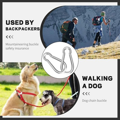 Heavy Duty Spring Snap Hook Carabiners, Galvanized Steel Quick Links, Spring Clips in Black & Silver, Multiple Sizes: 1.6Inch/2Inch/2.4Inch/3Inch/4Inch, for Swing Hammock Camping Keychain Outdoor - size: M6-120PCS, style: Silver