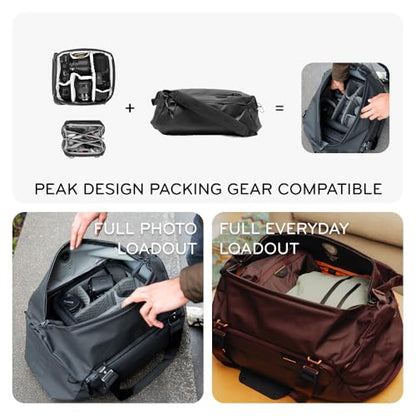 Peak Design Travel Duffel 35L, Eclipse, Weatherproof, Extra-Wide Zip, 4 External Pockets, Fits Packing & Camera Cubes, Ideal Weekend Bag, Versatile Duffel for Travel & Everyday Use - color: Eclipse, size: 35L