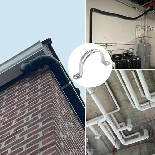 100 PCS 3 Inch Stainless Steel Rigid Pipe Strap, M75 Conduit Clamps, U Bracket Mounting Clamps with Two Hole, U Tube Pipe Clamp for Chemical Industry, Commercial - size: 100 PCS 3 Inch