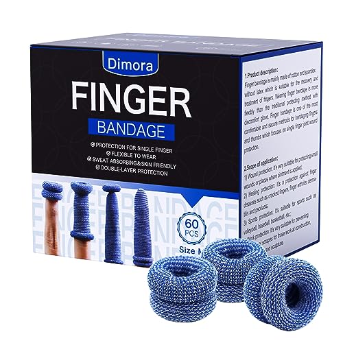 Dimora Finger Cots, Pack of 60 (Medium Size) Finger Protectors, Breathable Bandages for Wound Care, Stretchy Sleeves for Gardening, Fitness and Cargo Handling, Blue - color: Blue, size: Medium
